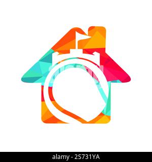 Tennis forte vettore logo design. Castello tennis icona design. Illustrazione Vettoriale