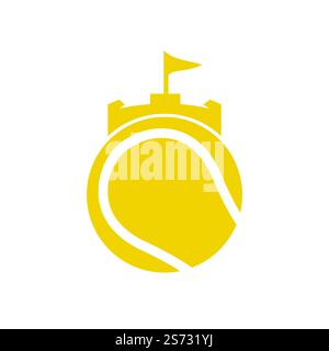 Tennis forte vettore logo design. Castello tennis icona design. Illustrazione Vettoriale