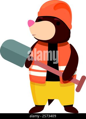 Vettore cartoni animati icona mole Digger. Animale divertente. Terreno felice. Vettore cartoni animati icona mole Digger. Animale divertente Illustrazione Vettoriale