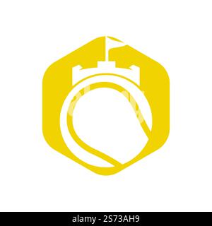 Tennis forte vettore logo design. Castello tennis icona design. Illustrazione Vettoriale
