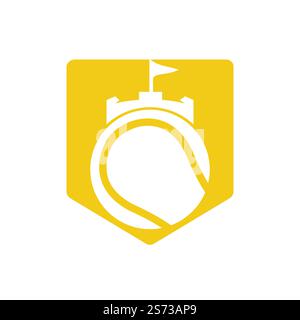 Tennis forte vettore logo design. Castello tennis icona design. Illustrazione Vettoriale