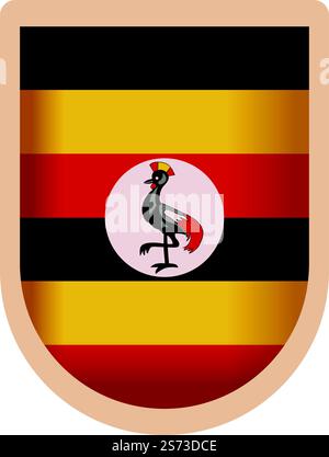 Vettore cartoni animati icona scudo Uganda. Giorno della bandiera. Gli eroi stanno in piedi. Vettore cartoni animati icona scudo Uganda. Giorno della bandiera Illustrazione Vettoriale