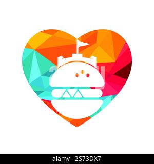 Burger castello vettore logo design. Logo Fort Burgher. Illustrazione Vettoriale
