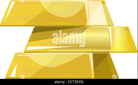 Attività finanziarie e ricchezza, barre d'oro isolate. Pietre e metalli preziosi, risparmio e ricchezza. Barre d'oro, stabilità economica e crescita. Vettoriale in stile piatto, icona minimalista. Barre d'oro o pietre preziose e metallo Illustrazione Vettoriale