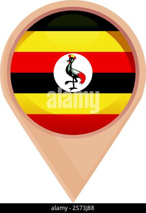 Vettore cartoni animati icona di posizione Uganda. Giorno dell'indipendenza. Nazionale. Vettore cartoni animati icona di posizione Uganda. Giorno dell'indipendenza Illustrazione Vettoriale