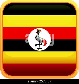 Vettore cartoni animati con icona quadrata dell'Uganda. Stand nazionale. Paese della Repubblica. Vettore cartoni animati con icona quadrata dell'Uganda. Stand nazionale Illustrazione Vettoriale