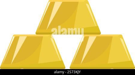 Lingotto o Golden bar, risorse finanziarie e risparmi. Mucchio isolato di oro, metallo prezioso o pietra. Ricchezza e ricchezza, crescita economica o fortuna. Successo e premio, tesoro dei guadagni. Vettore in piano. Barra di lingotti d'oro o lingotto vettore di metalli preziosi Illustrazione Vettoriale