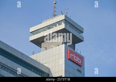 RBB, Hochhaus, Sendezentrum, Rundfunk Berlin Brandenburg, Masurenallee, Charlottenburg, Berlino, Germania Foto Stock