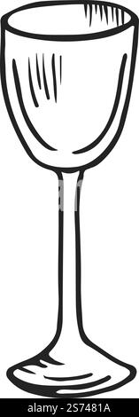 Bere uno schizzo in vetro tulipano. Icona della vetreria per vino isolata su sfondo bianco. Bere uno schizzo in vetro tulipano. Icona bicchieri da vino Illustrazione Vettoriale