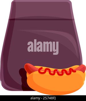 Vettore cartoni animati icona sacchetto di carta hot dog. Spuntino. Cibo da scatola. Vettore cartoni animati icona sacchetto di carta hot dog. Spuntino Illustrazione Vettoriale