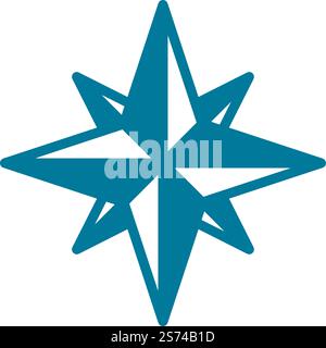 Icona a stella della bussola. Simbolo blu della rosa del vento isolato su sfondo bianco. Icona a stella della bussola. Simbolo blu della rosa del vento Illustrazione Vettoriale