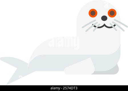 Icona della foca in pelliccia bianca. Divertente carino pinnizzato isolato su sfondo bianco. Icona della foca in pelliccia bianca. Divertente carino pinnizzato Illustrazione Vettoriale