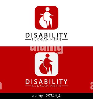 Logo del supporto persone per persone con disabilità appassionata. Illustrazione del logo della sedia a rotelle. Illustrazione Vettoriale