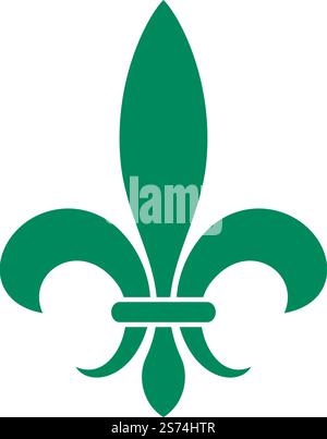 Simbolo medievale del giglio. Emblema araldico francese. Segno reale isolato su sfondo bianco. Simbolo medievale del giglio. Emblema araldico francese. Segno reale Illustrazione Vettoriale