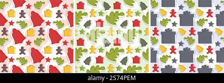 Set di Boxing Day sale modello di design senza cuciture con guanto e scatola regalo per la promozione o lo shopping su modello disegno piano Cartoon mano Illustrazione Vettoriale