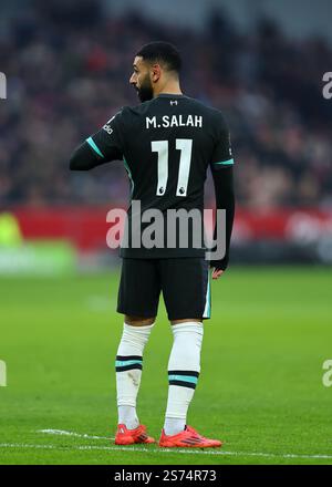 18 gennaio 2025; Gtech Community Stadium, Brentford, Londra, Inghilterra; Premier League Football, Brentford contro Liverpool; Mohamed Salah del Liverpool Foto Stock