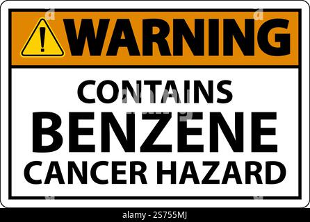 L'avvertenza contiene il segno benzene su sfondo bianco Illustrazione Vettoriale