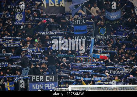 18 gennaio 2025; Stadio Gewiss, Bergamo, Italia, calcio di serie A, Atalanta contro Napoli; fan dell'Atalanta BC Foto Stock