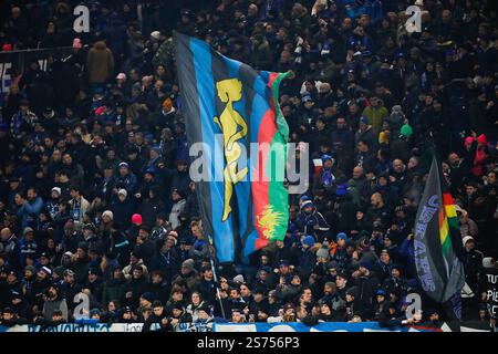 18 gennaio 2025; Stadio Gewiss, Bergamo, Italia, calcio di serie A, Atalanta contro Napoli; fan dell'Atalanta BC Foto Stock