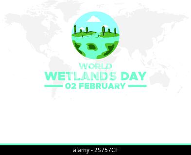 World Wetlands Day, 2 febbraio Social Media Square Post Vector Design Template, World Wetlands Day. Modello vettoriale per banner, scheda, poster. Illustrazione Vettoriale