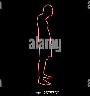 Uomo al neon che chiude gli occhi le sue mani silhouette icona vista laterale colore nero illustrazione vettoriale stile piatto immagine semplice cerchio rosso colore vettoriale immagine piatta. Uomo al neon che chiude gli occhi le sue mani silhouette icona vista laterale colore nero illustrazione in cerchio di colore rosso immagine vettoriale immagine piatta Illustrazione Vettoriale