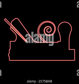 Falegname al neon&rsquo;piano con legno da barba Joiner&rsquo;piano rosso immagine vettoriale di colore piatto. Falegname al neon&rsquo;piano con legno da barba Joiner&rsquo;piano rosso disegno vettoriale immagine piatta Illustrazione Vettoriale
