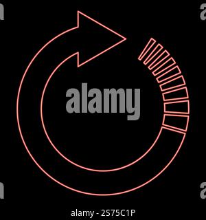 Freccia cerchio al neon con effetto coda frecce circolari Aggiorna il concetto di aggiornamento immagine vettoriale di colore rosso luce piatta. Freccia cerchio al neon con effetto coda frecce circolari Aggiorna concetto di aggiornamento colore rosso immagine vettoriale stile piatto Illustrazione Vettoriale