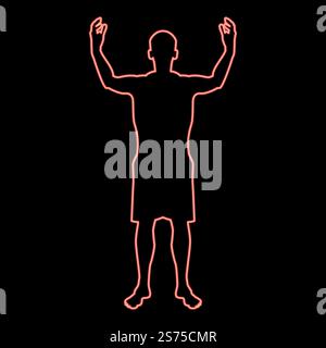 Neon uomo felice incontra chiunque silhouette riunione gioia Concept icona vista frontale colore nero illustrazione vettoriale stile piatto immaginazione semplice cerchio rosso colore vettoriale immagine immagine piatta stile piatto. Neon uomo felice incontro con chiunque silhouette riunione gioia Concept icona vista frontale colore nero illustrazione in cerchio di colore rosso immagine vettoriale immagine stile piatto Illustrazione Vettoriale