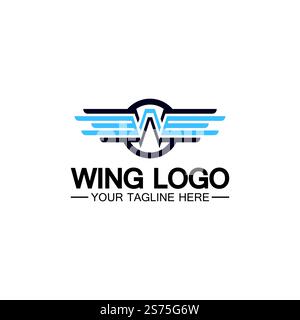 Lettera W per logo Wings, combinazione lettera w e ali Illustrazione Vettoriale