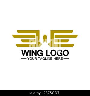 Lettera W per logo Wings, combinazione lettera w e ali Illustrazione Vettoriale