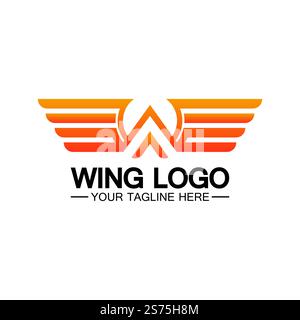 Lettera W per logo Wings, combinazione lettera w e ali Illustrazione Vettoriale