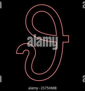 Simbolo greco Teta al neon Zeta immagine vettoriale di colore rosso luce piatta. Simbolo greco al neon theta Teta Zeta colore rosso immagine vettoriale stile piatto Illustrazione Vettoriale