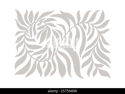 Foglie e rami, decorazioni botaniche e ornamenti. Stampe floreali o motivi ornamentali. Fiori e fogliame tropicale o ornamenti di foglie per tessuti o piastrelle. Vettore in stile piatto. Botanica e foglie, rami e ramoscelli vettori Illustrazione Vettoriale