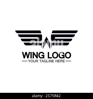 Lettera W per logo Wings, combinazione lettera w e ali Illustrazione Vettoriale