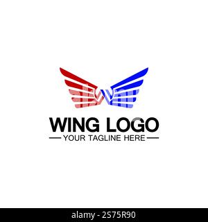 Lettera W per logo Wings, combinazione lettera w e ali Illustrazione Vettoriale
