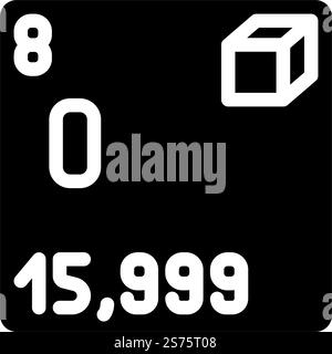 vettore icona glifo elemento chimico ossigeno. segno dell'elemento chimico dell'ossigeno. illustrazione del simbolo isolato. illustrazione del vettore dell'icona glifo dell'elemento chimico dell'ossigeno Illustrazione Vettoriale