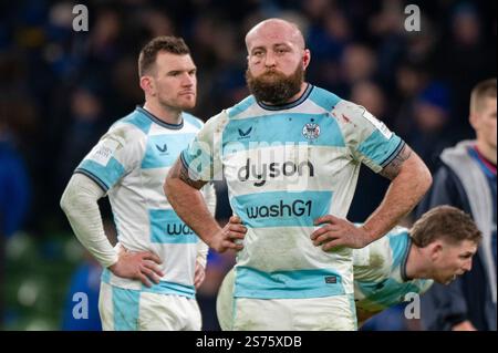 Dublino, Irlanda. 18 gennaio 2025. Tom Dunn di Bath deluso dopo la Investec Champions Cup, Pool 2, Round 4 match tra Leinster Rugby e Bath Rugby all'Aviva Stadium di Dublino, Irlanda, il 18 gennaio 2025 (foto di Andrew SURMA/ Credit: SIPA USA/Alamy Live News Foto Stock