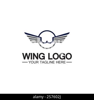 Lettera W per logo Wings, combinazione lettera w e ali Illustrazione Vettoriale