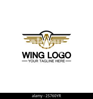 Lettera W per logo Wings, combinazione lettera w e ali Illustrazione Vettoriale