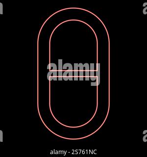 Neon theta greco piccolo simbolo lettera minuscola carattere rosso immagine vettoriale luce piatta. Neon theta greco piccolo simbolo lettera minuscola carattere rosso vettoriale immagine stile piatto Illustrazione Vettoriale