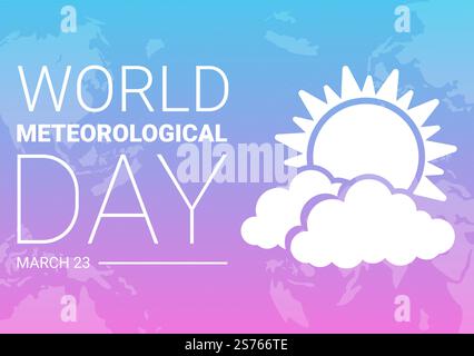 Illustrazione della Giornata Meteorologica Mondiale con la Scienza Meteorologica e la ricerca del tempo in Cartoon piano disegnato a mano per i modelli della pagina di atterraggio Illustrazione Vettoriale