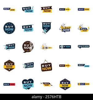 Acquista ora 25 nuovi elementi tipografici per una moderna promozione d'acquisto Illustrazione Vettoriale