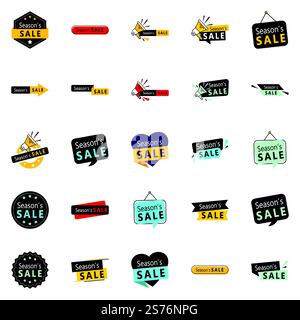 25 banner saldi Stagione professionale per i siti web aziendali Illustrazione Vettoriale