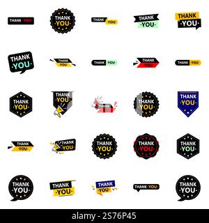 Thankyou 25 icone vettoriali versatili per tutti i vostri ringraziamenti avete bisogno di Illustrazione Vettoriale