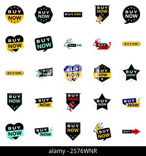 Acquista ora 25 nuovi elementi tipografici per una moderna promozione d'acquisto Illustrazione Vettoriale