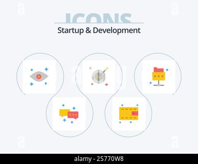 Avvio e sviluppo Flat Icon Pack 5 Icon Design. . cartella. occhi. file. freccia Illustrazione Vettoriale