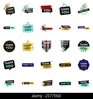 25 Eye Catching icone vettoriali per aver detto grazie Illustrazione Vettoriale