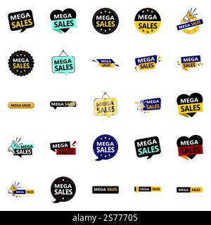 25 splendidi disegni vettoriali nel Mega sale Pack perfetto per le promozioni Illustrazione Vettoriale