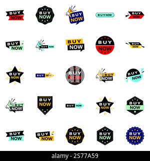 Acquista ora 25 nuovi disegni tipografici per una campagna di acquisto aggiornata Illustrazione Vettoriale