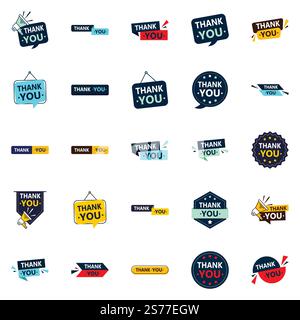 Thankyou 25 icone vettoriali versatili per tutti i vostri ringraziamenti avete bisogno di Illustrazione Vettoriale